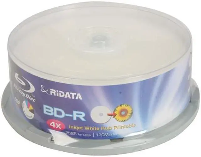 Alt view image 2 of 2 - RiDATA 25GB 4X BD-R Inkjet White Hub Printable 25 Packs Disc Model BDR-254-RDIWN-CB25 - OEM