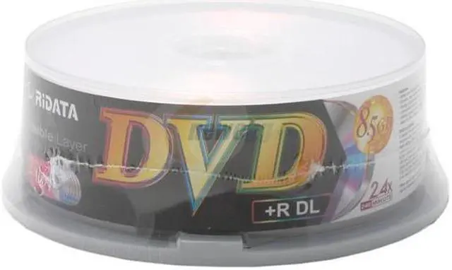 Main image of RiDATA 8.5GB 2.4X DVD+R DL 25 Packs Spindle Dual Layer Disc Model DRD+85-RDUSA-CB25