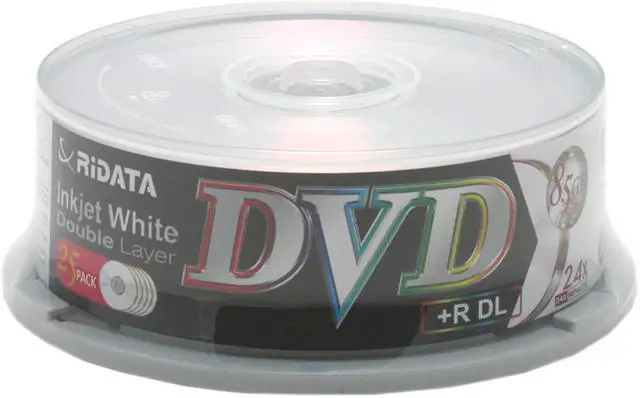 Main image of RiDATA 8.5GB 2.4X DVD+R DL White Inkjet Printable 25 Packs Spindle Dual Layer Disc Model DRD+85-RDIW-CB25