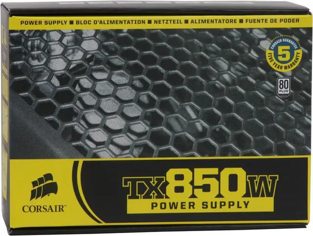 Alt view image 9 of 9 - CORSAIR Enthusiast Series CMPSU-850TX 850 W ATX12V v2.2 / EPS12V v2.91 SLI Certified CrossFire Ready 80 PLUS Certified Active PFC Power Supply