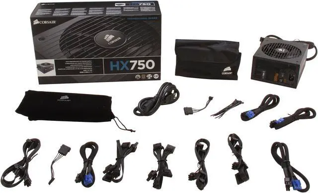 Alt view image 8 of 8 - CORSAIR HX Series HX750 750 W ATX12V 2.3 / EPS12V 2.91 SLI Ready CrossFire Ready 80 PLUS GOLD Certified Modular Active PFC Power Supply New 4th Gen CPU Certified Haswell Ready
