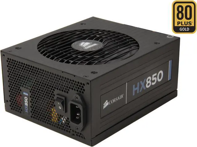 Main image of CORSAIR HX Series HX850 850 W ATX12V 2.3 / EPS12V 2.91 SLI Ready CrossFire Ready 80 PLUS GOLD Certified Modular Active PFC Power Supply New 4th Gen CPU Certified Haswell Ready