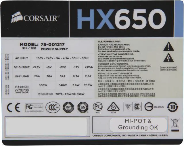 Alt view image 5 of 8 - CORSAIR HX series HX650 650 W ATX12V v2.2 / EPS12V 2.91 SLI Ready 80 PLUS GOLD Certified Modular Active PFC Power Supply