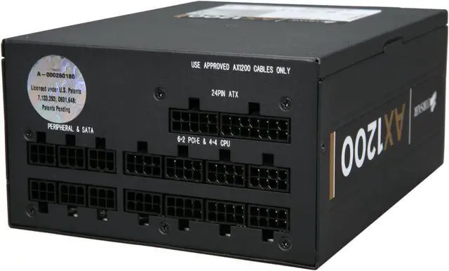 Alt view image 4 of 7 - CORSAIR Professional Series Gold AX1200 (CMPSU-1200AX) 1200 W ATX12V v2.31 / EPS12V v2.92 SLI Certified 80 PLUS GOLD Certified Full Modular Active PFC Power Supply