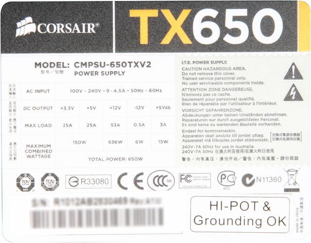 Alt view image 5 of 7 - CORSAIR Enthusiast Series TX650 650W ATX12V/EPS12V 80 PLUS BRONZE Certified Active PFC High Performance Power Supply