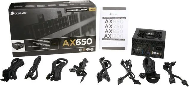 Alt view image 6 of 6 - CORSAIR Professional Series Gold AX650 650 W ATX12V v2.31 / EPSV12 v2.92 80 PLUS GOLD Certified Full Modular Active PFC High Performance Power Supply