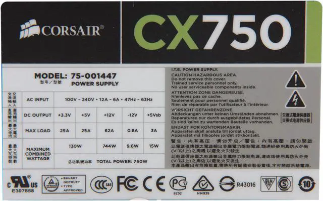Alt view image 6 of 7 - CORSAIR CX series CX750 750W 80 PLUS BRONZE Haswell Ready ATX12V & EPS12V Power Supply