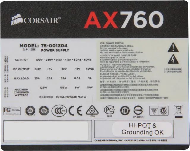 Alt view image 7 of 7 - CORSAIR AX Series AX760 760W 80 PLUS PLATINUM Haswell Ready Full Modular ATX12V & EPS12V SLI and Crossfire Ready Power Supply