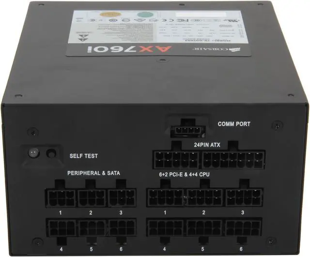Alt view image 5 of 7 - CORSAIR AXi series AX760i 760 W Digital ATX12V / EPS12V SLI Ready CrossFire Ready 80 PLUS PLATINUM Certified Full Modular Active PFC Power Supply New 4th Gen CPU Certified Haswell Ready