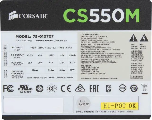 Alt view image 5 of 7 - CORSAIR CS-M Series CS550M 550W 80 PLUS GOLD Active PFC Haswell Ready ATX12V & EPS12V Semi-Modular Power Supply