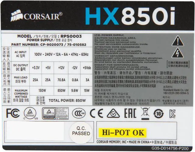 Alt view image 6 of 8 - CORSAIR HXi Series HX850i 850W 80 PLUS PLATINUM Haswell Ready Full Modular ATX12V & EPS12V SLI and Crossfire Ready Power Supply with C-Link Monitoring and Control