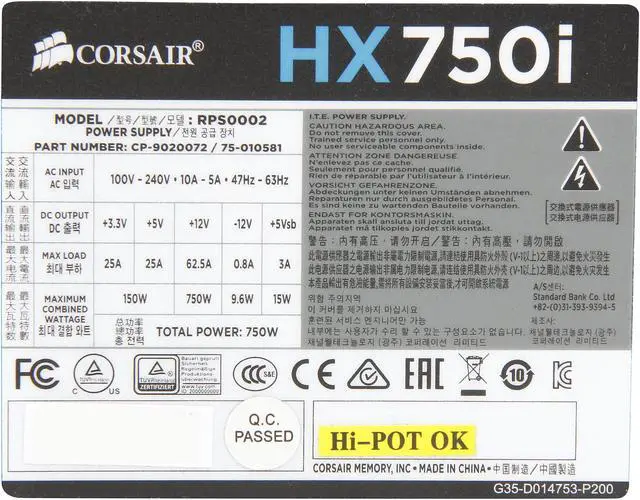 Alt view image 8 of 8 - CORSAIR HXi Series HX750i 750W 80 PLUS PLATINUM Haswell Ready Full Modular ATX12V & EPS12V SLI and Crossfire Ready Power Supply with C-Link Monitoring and Control