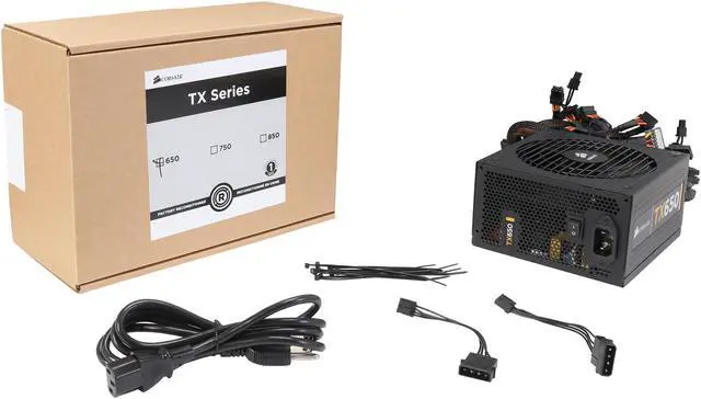 Alt view image 7 of 7 - Corsair Certified CP-9020038-NA Enthusiast Series TX650 650W ATX12V v2.31/ EPS12V v2.92 80 PLUS BRONZE Certified Active PFC High Performance Power Supply