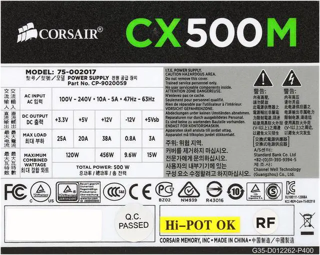 Alt view image 5 of 7 - Corsair Certified CP-9020059-NA CXM series CX500M 500W ATX12V v2.3 SLI Ready CrossFire Ready 80 PLUS BRONZE Certified Modular Active PFC Power Supply