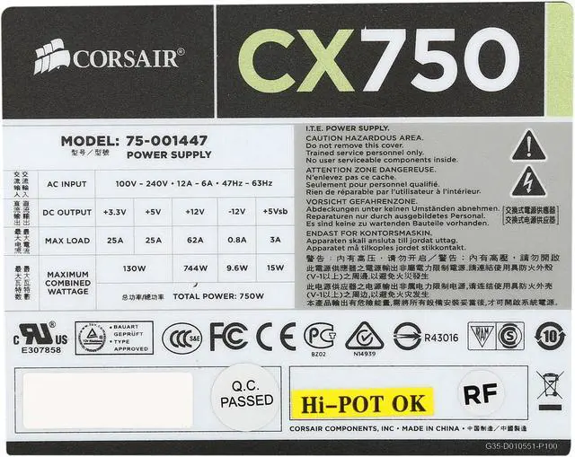 Alt view image 6 of 7 - Corsair Certified CX Series CX750 750W 80 Plus Bronze Active Power Supply