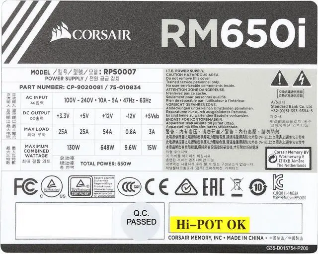 Alt view image 6 of 7 - CORSAIR RMi Series RM650i 650W 80 PLUS GOLD Haswell Ready Full Modular ATX12V & EPS12V SLI and Crossfire Ready Power Supply with C-Link Monitoring and Control