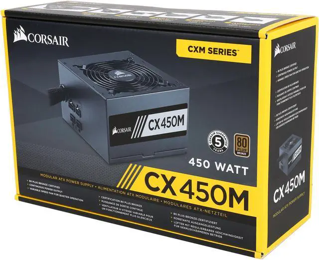 Alt view image 10 of 10 - CORSAIR CX-M Series CX450M 450W 80 PLUS BRONZE Haswell Ready ATX12V & EPS12V Semi-Modular Power Supply, CP-9020101-NA