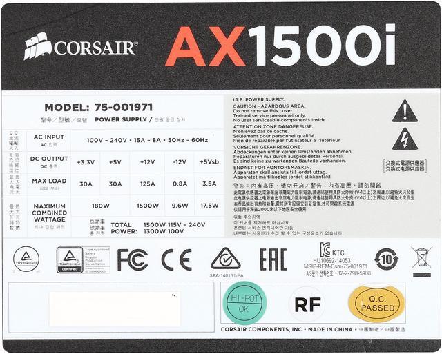Alt view image 6 of 7 - Corsair Certified AXi Series AX1500i 1500W SLI Ready CrossFire Ready 80 Plus Platinum Power Supply