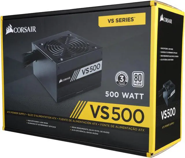 Alt view image 7 of 7 - CORSAIR VS Series VS500 (CP-9020118-NA) 500W ATX12V / EPS12V 80 PLUS Certified Active PFC Power Supply