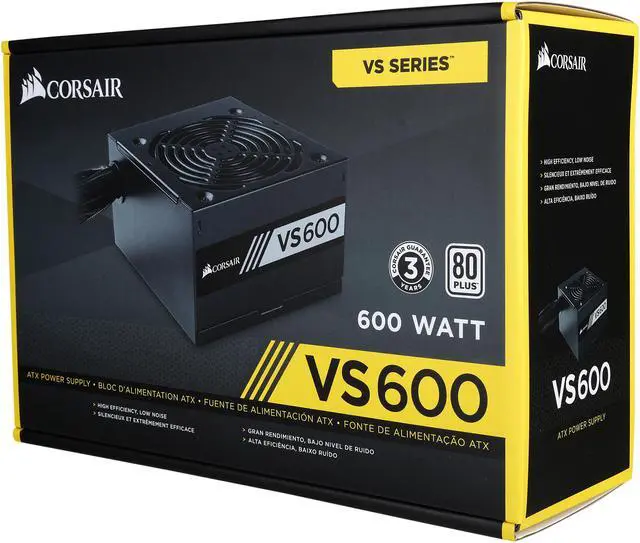 Alt view image 7 of 7 - CORSAIR VS Series VS600 (CP-9020119-NA) 600W ATX12V / EPS12V 80 PLUS Certified Active PFC Power Supply
