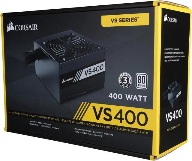 Alt view image 7 of 7 - CORSAIR VS Series VS400 (CP-9020117-NA) 400W ATX12V / EPS12V 80 PLUS Certified Active PFC Power Supply