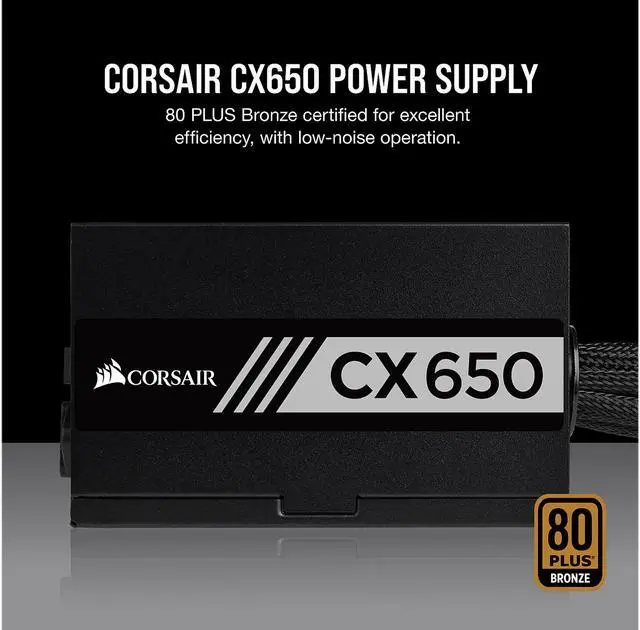 Alt view image 2 of 8 - CORSAIR CX Series CX650 650W ATX12V 80 PLUS BRONZE Certified Active PFC Power Supply, CP-9020122-NA