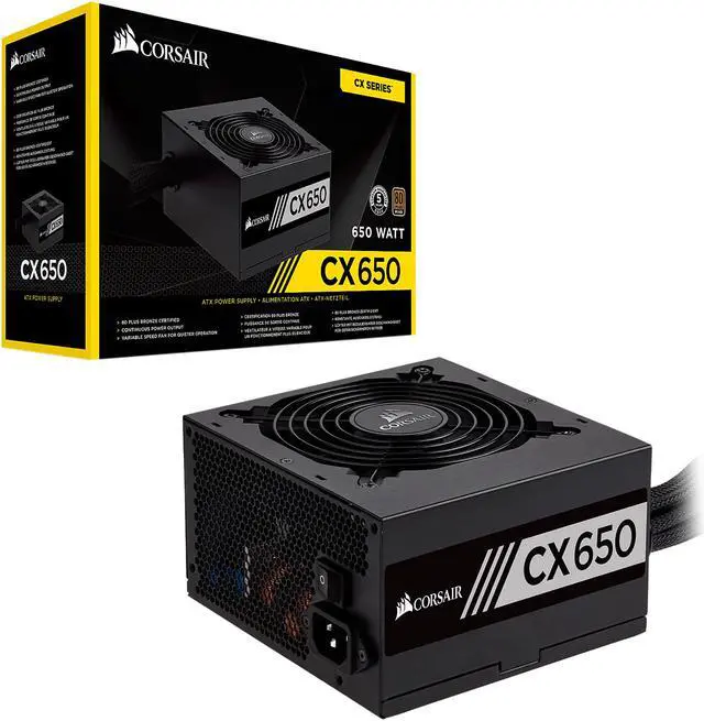 Alt view image 7 of 8 - CORSAIR CX Series CX650 650W ATX12V 80 PLUS BRONZE Certified Active PFC Power Supply, CP-9020122-NA