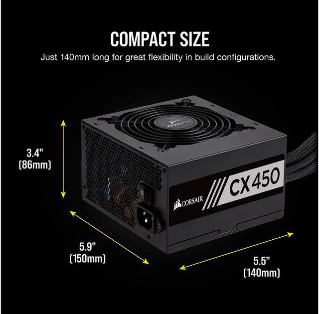 Alt view image 6 of 8 - CORSAIR CX Series CX450 450W ATX12V 80 PLUS BRONZE Certified Active PFC Power Supply, CP-9020120-NA