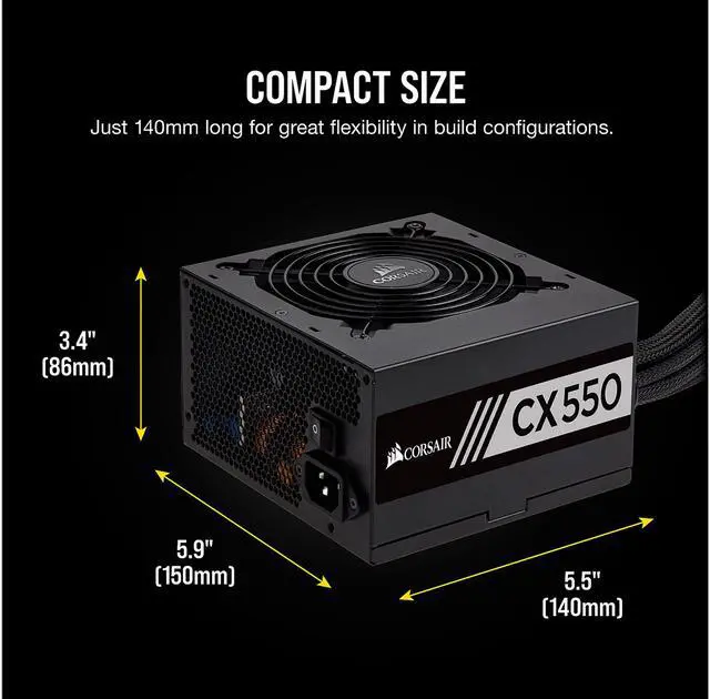 Alt view image 6 of 7 - CORSAIR CX Series CX550 550W ATX12V / EPS12V 80 PLUS BRONZE Certified Active PFC Power Supply, CP-9020121-NA