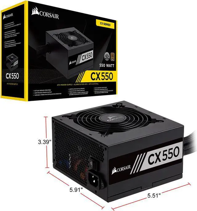 Alt view image 7 of 7 - CORSAIR CX Series CX550 550W ATX12V / EPS12V 80 PLUS BRONZE Certified Active PFC Power Supply, CP-9020121-NA