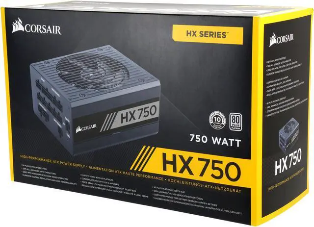 Alt view image 9 of 9 - CORSAIR HX Series HX750 CP-9020137-NA 750 W ATX12V v2.4 / EPS12V 2.92 80 PLUS PLATINUM Certified Full Modular Power Supply