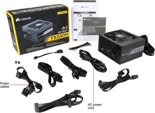 Alt view image 7 of 7 - CORSAIR TX-M Series TX650M CP-9020132-NA 650 W ATX12V v2.4 / EPS 2.92 80 PLUS GOLD Certified Semi-Modular Active PFC Power Supply