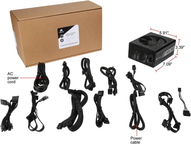 Alt view image 8 of 8 - CORSAIR HX Series HX750 CP-9020137-NA/RF 750 W ATX12V v2.4 / EPS12V 2.92 80 PLUS PLATINUM Certified Full Modular Power Supply