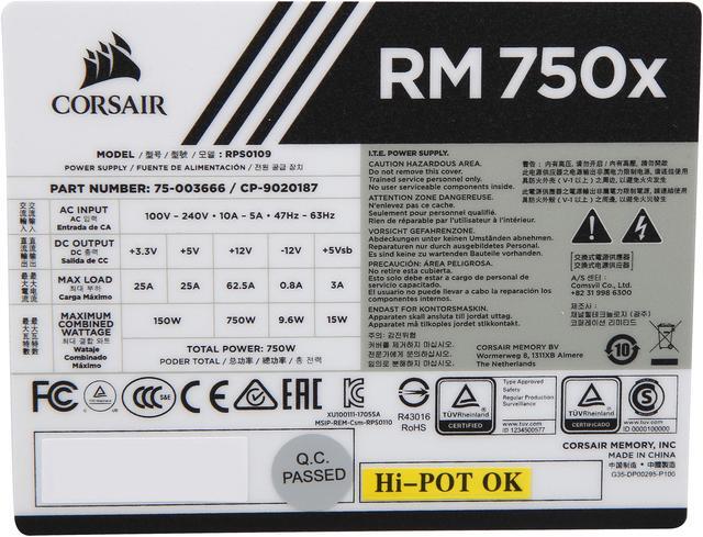 Alt view image 7 of 7 - CORSAIR RMx White Series RM750x White (CP-9020187-NA) 750W 80 PLUS Gold Certified, Fully Modular Power Supply, 10 Year Warranty
