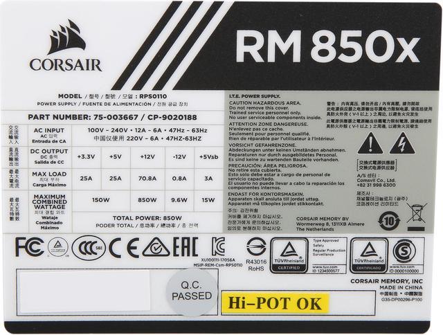 Alt view image 6 of 6 - CORSAIR RMx White Series RM850x White (CP-9020188-NA) 850W 80 PLUS Gold Certified, Fully Modular Power Supply, 10 Year Warranty