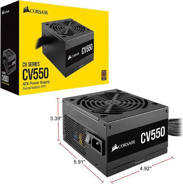 Alt view image 7 of 7 - CORSAIR CV Series CV550 CP-9020210-NA 550 W ATX12V 80 PLUS BRONZE Certified Non-Modular Power Supply