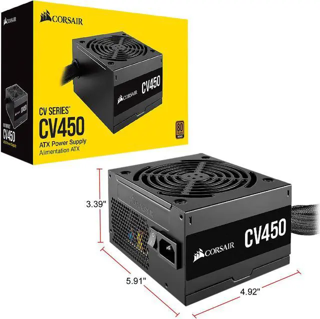 Alt view image 7 of 7 - CORSAIR CV Series CV450 CP-9020209-NA 450 W ATX12V 80 PLUS BRONZE Certified Non-Modular Power Supply