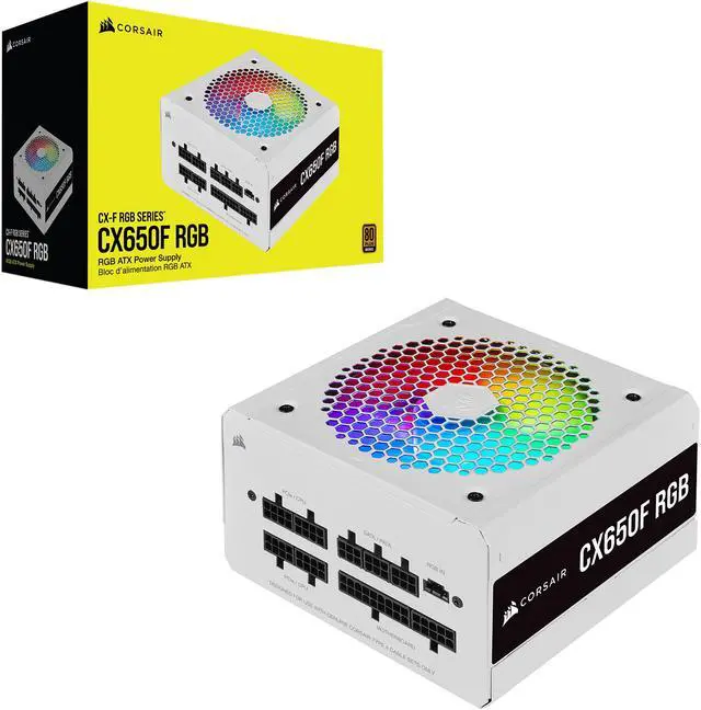 Alt view image 6 of 13 - CORSAIR CX-F RGB Series CX650F RGB White 650W 80 PLUS Bronze Fully Modular ATX Power Supply, CP-9020226-NA