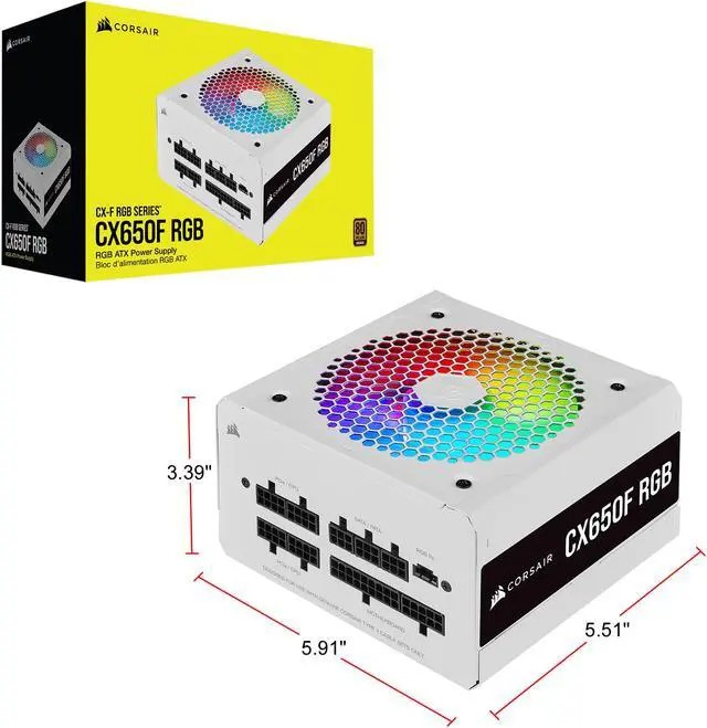 Alt view image 7 of 13 - CORSAIR CX-F RGB Series CX650F RGB White 650W 80 PLUS Bronze Fully Modular ATX Power Supply, CP-9020226-NA