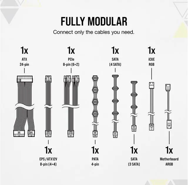 Alt view image 6 of 8 - CORSAIR CX-F RGB Series CX550F RGB White 550W 80 PLUS Bronze Fully Modular ATX Power Supply, CP-9020225-NA