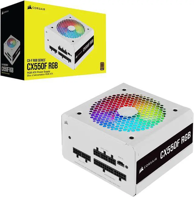 Alt view image 7 of 8 - CORSAIR CX-F RGB Series CX550F RGB White 550W 80 PLUS Bronze Fully Modular ATX Power Supply, CP-9020225-NA