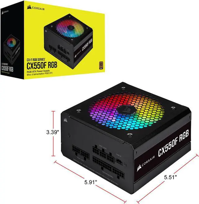 Alt view image 6 of 6 - CORSAIR CX-F RGB Series CX550F RGB 550W 80 PLUS Bronze Fully Modular ATX Power Supply, CP-9020216-NA