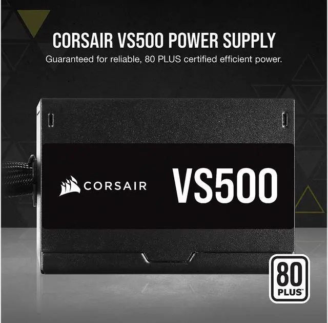 Alt view image 2 of 20 - CORSAIR VS Series VS500 500W 80 PLUS Certified Non-Modular ATX Power Supply, CP-9020223-NA