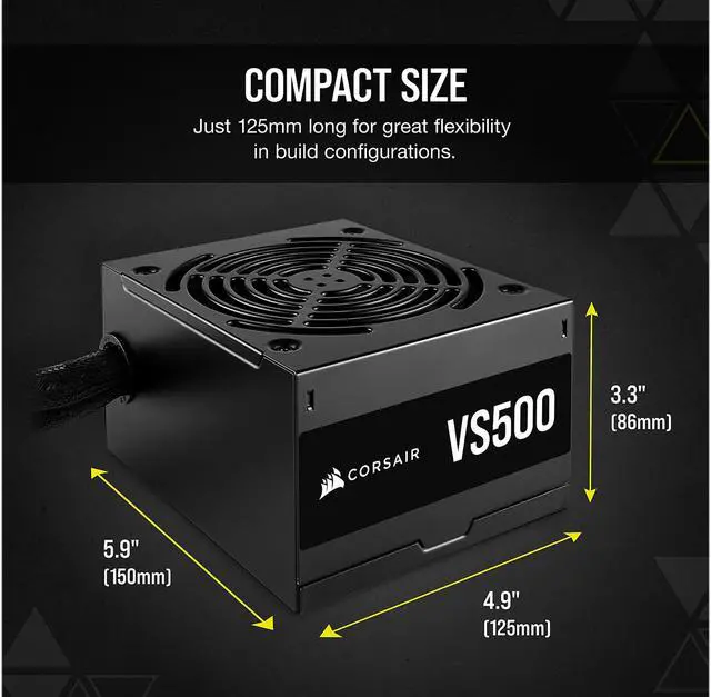 Alt view image 6 of 20 - CORSAIR VS Series VS500 500W 80 PLUS Certified Non-Modular ATX Power Supply, CP-9020223-NA