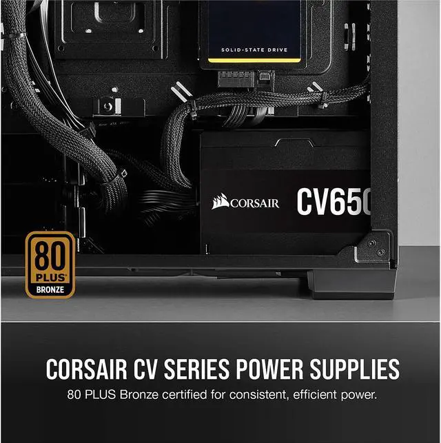 Alt view image 2 of 7 - CORSAIR CV Series CV650 CP-9020236-NA 650 W ATX12V / EPS12V 80 PLUS BRONZE Certified Non-Modular Active PFC Power Supply