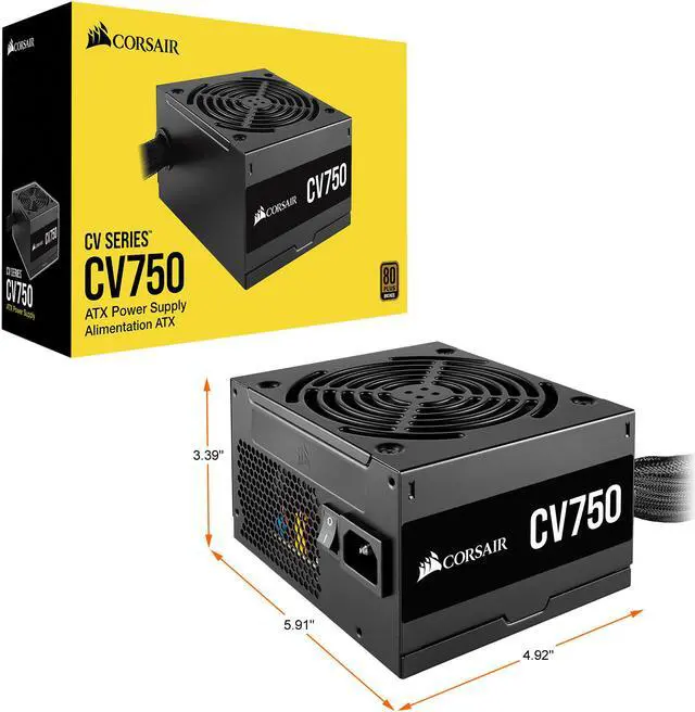Alt view image 8 of 8 - CORSAIR CV series CP-9020237-NA 750W ATX12V / EPS12V 80 PLUS BRONZE Certified Non-Modular CV750 80 PLUS Bronze ATX Power Supply