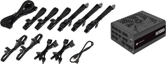 Alt view image 12 of 12 - CORSAIR HX1000i Fully Modular Ultra-Low Noise ATX Power Supply - ATX 3.0 & PCIe 5.0 Compliant - Fluid Dynamic Bearing Fan - CORSAIR  iCUE Software Compatible - 80 PLUS Platinum Efficiency