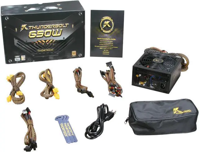 Alt view image 7 of 7 - Thortech Thunderbolt 650W TTB650G ATX 12V v2.3 / EPS 12V v2.91 SLI Ready CrossFire Ready 80 PLUS GOLD Certified Modular Active PFC Power Supply