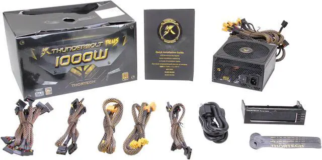 Alt view image 8 of 8 - Thortech Thunderbolt Plus TTBPK00G 1000 W ATX12V 80 PLUS GOLD Certified Modular Active PFC Power Supply