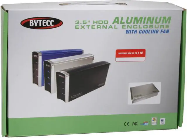 Alt view image 6 of 6 - BYTECC ME-747SATACOMBO Aluminum 3.5" Black SATA eSATA & USB2.0 External Enclosure w/ cooling Fan